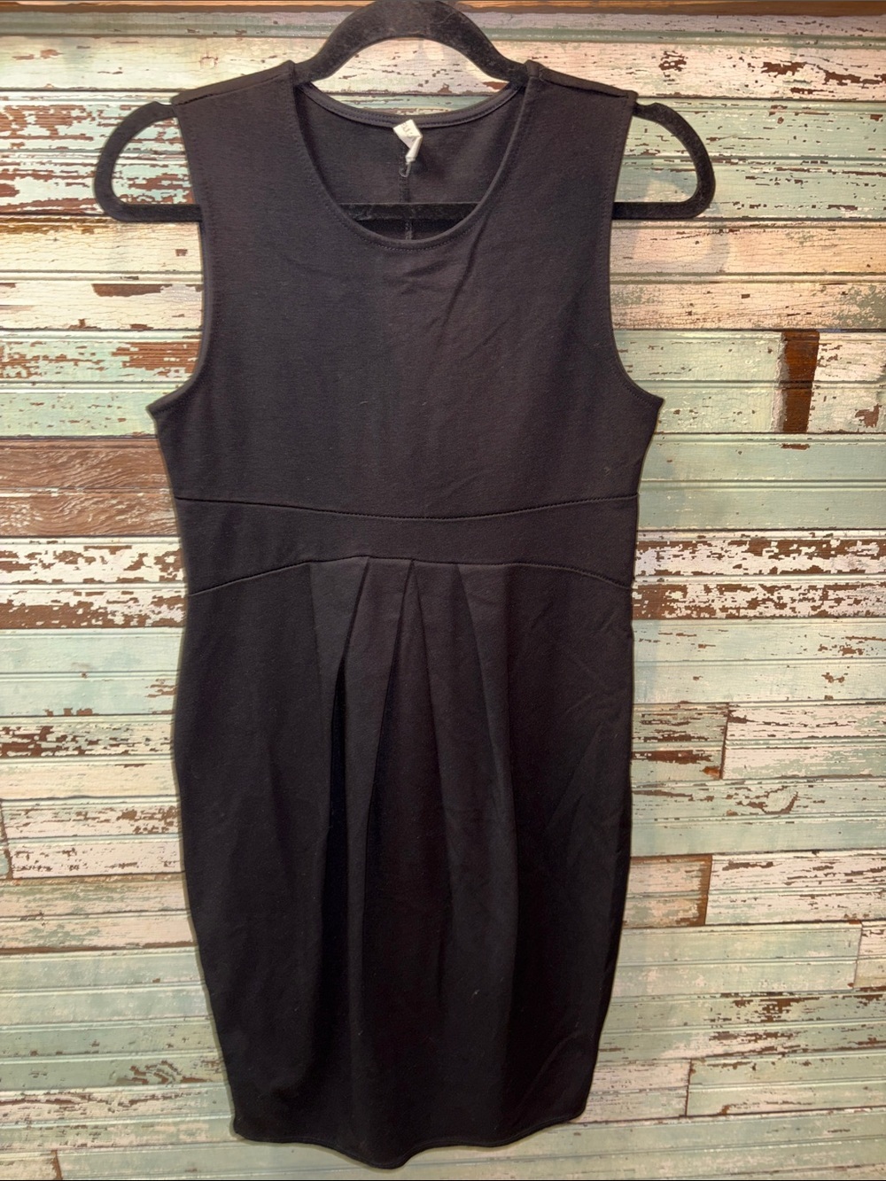 Hello Miz Black Sleeveless Pleated Waist Maternity Dress